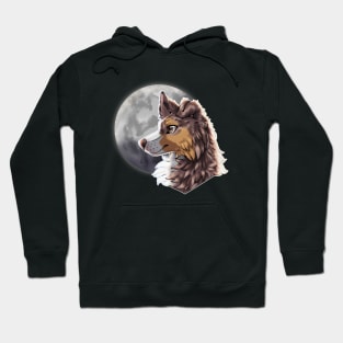 Tricolor Lilac Merle Border Collie with Night Sky Full Moon Hoodie